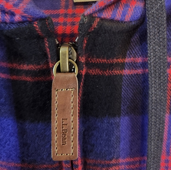 L.L. Bean Women's Scotch Plaid Flannel Zip Up Hoodie Relaxed Fit Size Large - Picture 11 of 11